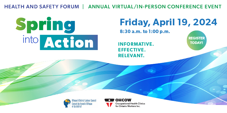 SPRING INTO ACTION! Catch this popular Annual Health and Safety Forum Event on April 19. Both virtual and in-person options, taking place at 8560 Campeau Drive, Kanata. See the itinerary and Register. bit.ly/3wLEbxe