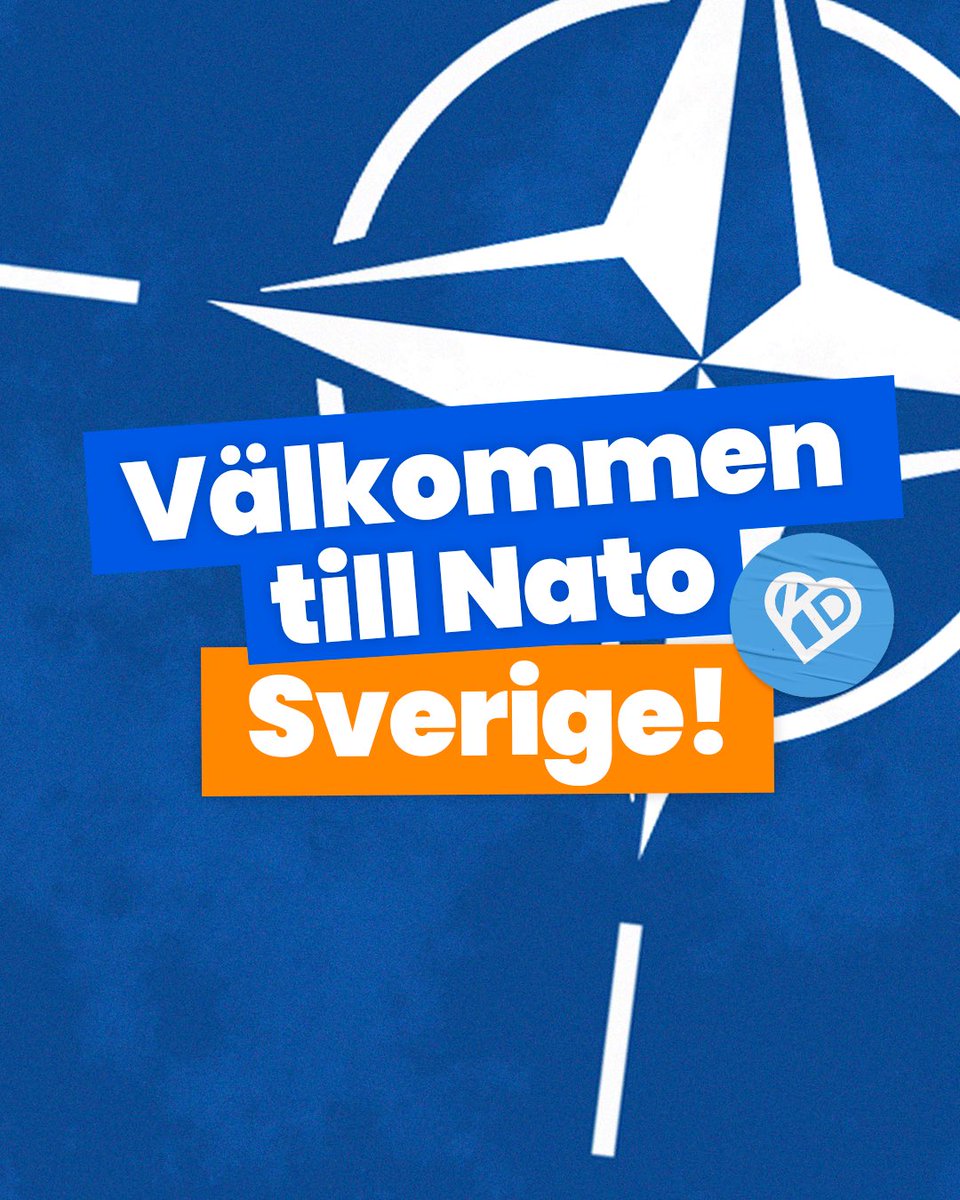 Efter en lång väntan är Sverige äntligen Nato-medlem. Grattis Sverige, och grattis särskilt @kdriks & @BuschEbba ! 🇸🇪 1/2 #kdpuolue #kristdemokraterna