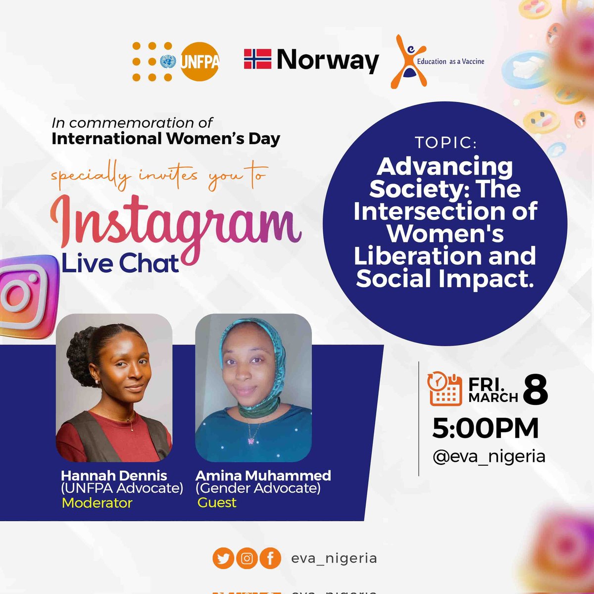 We will be live by 5:00 pm on the dot today on Instagram. Make it a day with us. #InternationalWomenDay #8thmarch #women #inclusion #accelerate