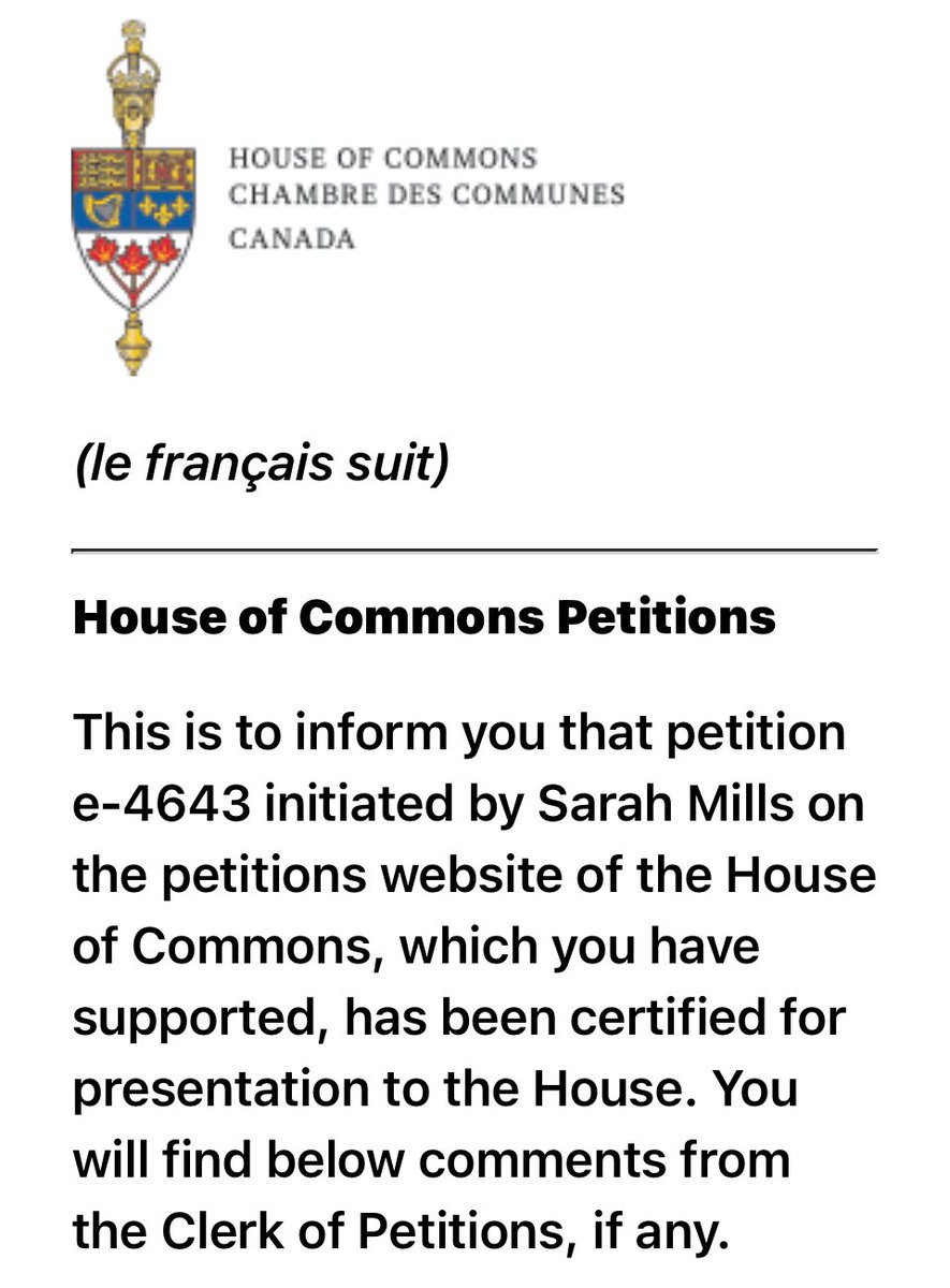 Our petition will be presented in the House of Commons!