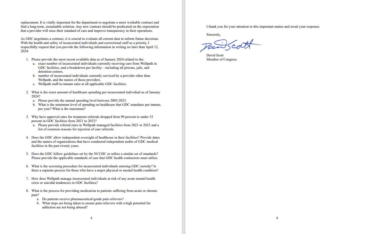 Today I sent a letter to the Commissioner of the Georgia Dept. of Corrections seeking answers regarding the state of healthcare in Georgia Correctional Facilities. Read the full Press Release here: davidscott.house.gov/news/documents…