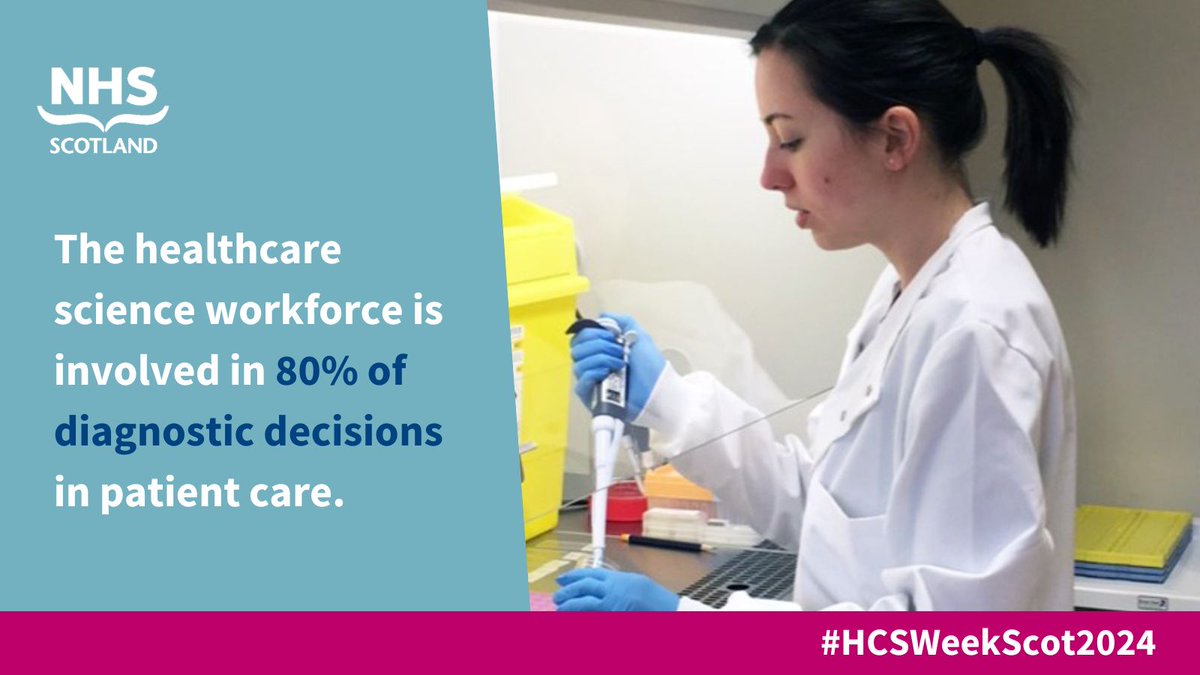 Did you know healthcare scientists are involved in 80% of all diagnoses? 🌟

Discover the skills and qualifications you’ll need for a healthcare science role and explore what careers we offer. ➡️careers.nhs.scot/explore-career…

#HCSWeekScot2024 #NHSScotlandCareers