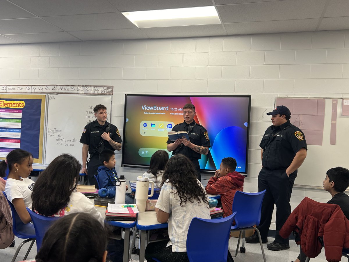 Today we had guest readers from the Keasbey fire department! Thanks so much for taking the time to read to us and answer our questions about being firefighters! #ReadAcrossAmerica