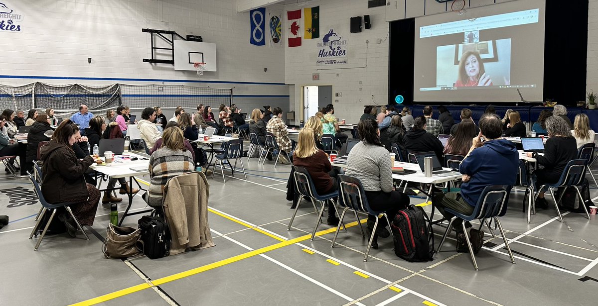 Teachers from Palliser Heights, Cornach and Avonlea have come together today to learn from Dr. Michelle Borba on how to best support our students and give them the skills to Thrive! <a href="/PrairieSouth/">Prairie South</a>  #learningtogether #thrivers