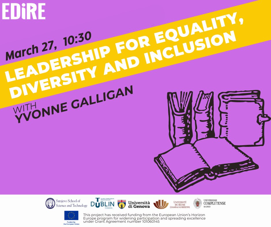 Coming Soon Webinar: Leadership for Equality Diversity and Inclusion with Yvonne Galligan 🗓️March 27 🕑10:30 Online (via Zoom) Registration and more Info: docs.google.com/forms/d/e/1FAI…