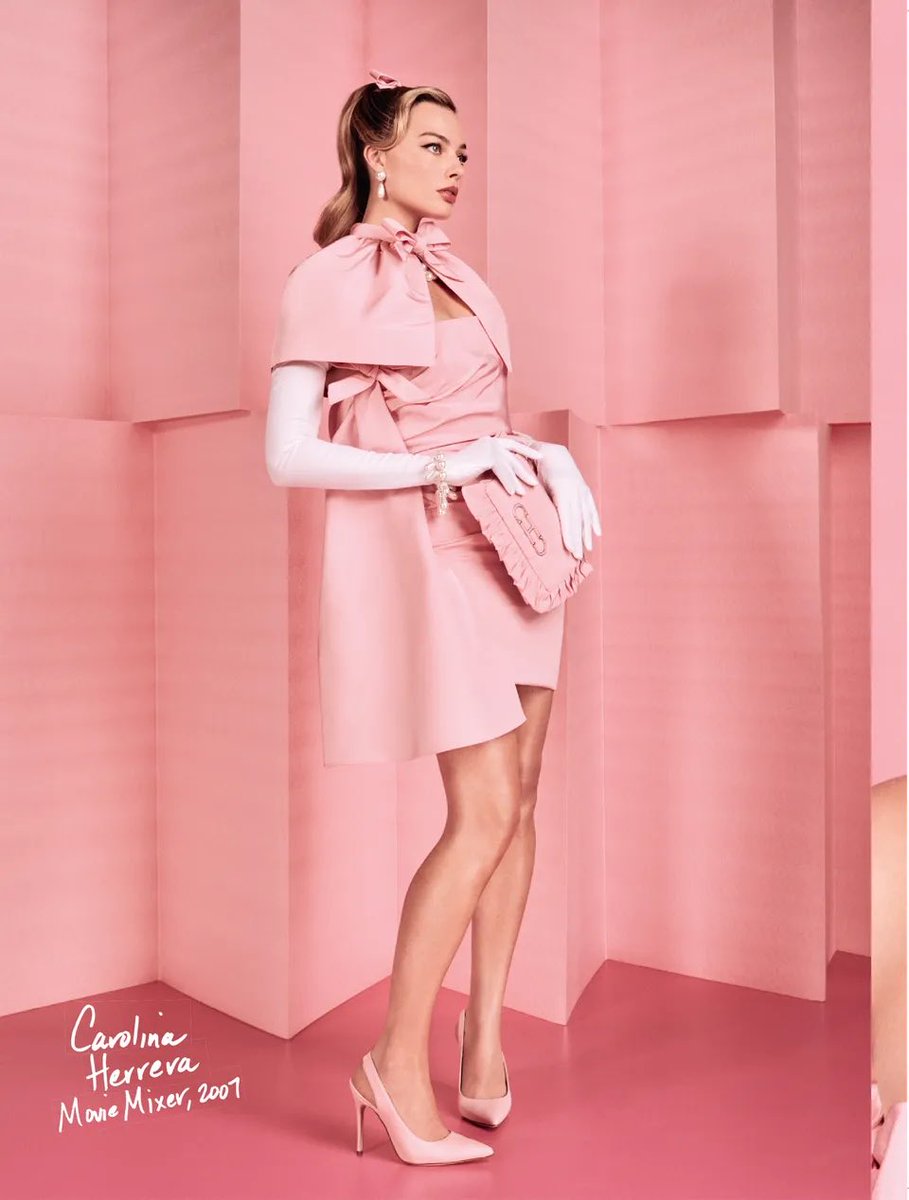 pradapearll's tweet image. new pictures of margot robbie from the “barbie: the world tour” coffee table book wearing givenchy, carolina herrera and miu miu 💗💗