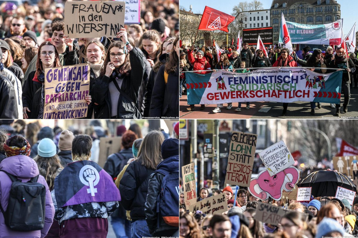 In #Berlin demonstrierten heute etwa 10.000 Menschen für die Umsetzung einer gleichberechtigten Teilhabe von Frauen, Lesben und Flinta in der Gesellschaft.
Zur Demo aufgerufen hatten Gewerkschaften.
Anlass war der #InternationalWomensDay .
#b0803 
Fotos: flickr.com/photos/presses…