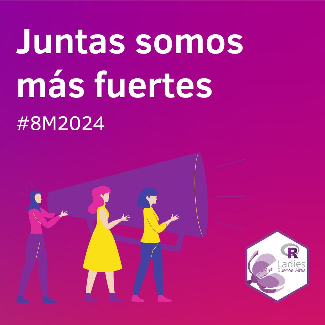 R-Ladies BuenosAires (@rladiesba) on Twitter photo ✊ Día Internacional de la Mujer
Desde <a href="/RLadiesBA/">R-Ladies BuenosAires</a> acompañamos a todas las mujeres en este día de lucha y reconocimiento. Porque juntas somos más fuertes.
#8M2024
#RLadies
#Sororidad ✊ Día Internacional de la Mujer
Desde <a href="/RLadiesBA/">R-Ladies BuenosAires</a> acompañamos a todas las mujeres en este día de lucha y reconocimiento. Porque juntas somos más fuertes.
#8M2024
#RLadies
#Sororidad
