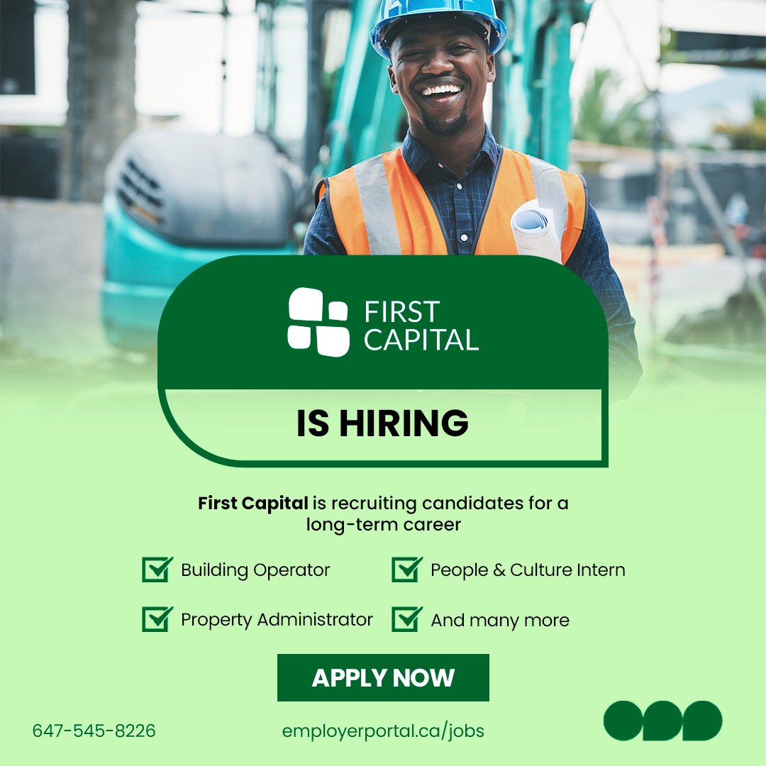 First Capital is hiring for a whole host of positions including 

✅ Building Operator

✅ People & Culture Intern

and many more!

Visit employerportal.ca/jobs/?search=f… to apply and find more jobs in green construction.

#constructionjobs