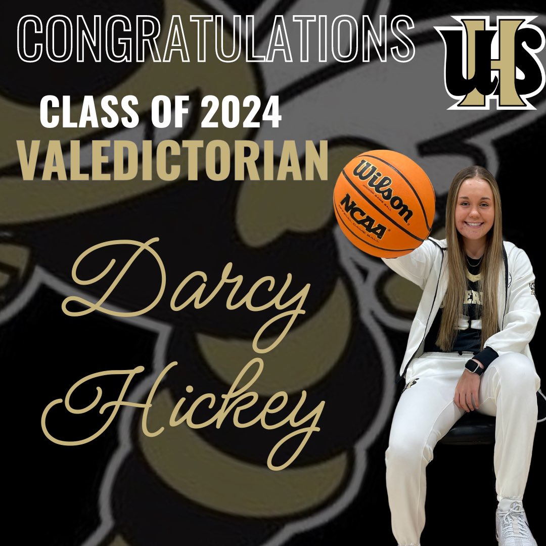 uppermanhoops's tweet image. Congratulations to Darcy!! Darcy Hickey is the 4th Lady Bee to be Valedictorian under Coach Dana. We are so proud of you!! 🐝💛🖤 #WeAreUpperman