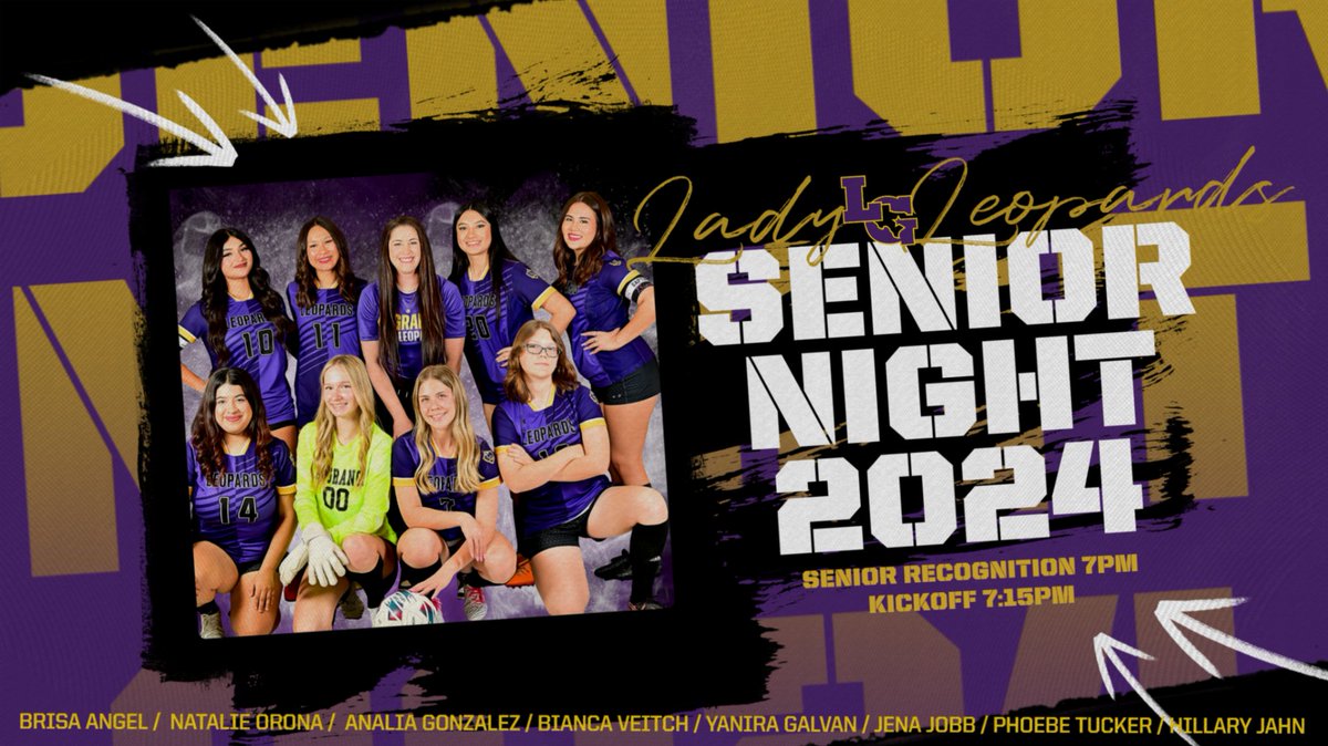 It's the final game of the district season tonight, which means these 8 amazing seniors will be recognized for all of the time, effort, and dedication they have put into the Lady Leopard soccer program over the years! Come on out and show these incredible athletes your support!