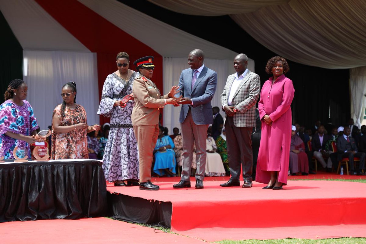 Today, our Director, Brigadier Joyce Sitienei received the prestigious Trailblazers Award and Recognition from H.E Dr. William Samoei Ruto, President of the Republic of Kenya, during International Women's Day national celebrations @gender_ke