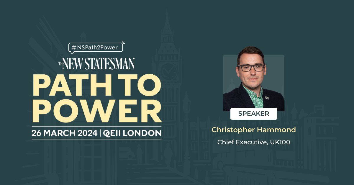 Christopher Hammond (@christophammond) on Twitter photo ⚡ Delighted to be speaking alongside <a href="/KerryMP/">Kerry McCarthy</a> at the <a href="/NewStatesman/">The New Statesman</a> #PathToPower event on 26 March
🎟️ Tickets are free for local leaders — and I encourage <a href="/UK100_/">UK100</a> members to sign up now 👇
nsmg.live/event/new-stat… ⚡ Delighted to be speaking alongside <a href="/KerryMP/">Kerry McCarthy</a> at the <a href="/NewStatesman/">The New Statesman</a> #PathToPower event on 26 March
🎟️ Tickets are free for local leaders — and I encourage <a href="/UK100_/">UK100</a> members to sign up now 👇
nsmg.live/event/new-stat…