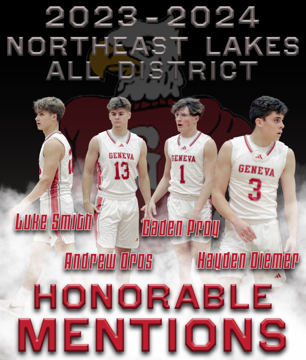 Genevahoops's tweet image. Congrats to Honorable Mention - Northeast Lakes - All District Selection 
Luke Smith
Andrew Oros
Caden Proy
Hayden Diemer
#GHSpride #GoEagles