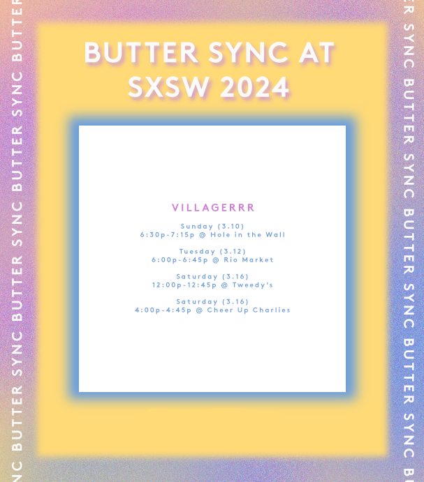 gimmebutter's tweet photo. Three @gimmebutter sync artists will be playing the @SXSW circuit! Check out HIEN, Merce Lemon and Villagerrr + preview here:
https://t.co/tGtdC3k1Dp
#ButterMusicandSound #gimmebutter #sxsw #sxsw2024 #musicfestival #festival #festivalseason #sync #artists #playlist #spotify https://t.co/RGrmqLL4TV