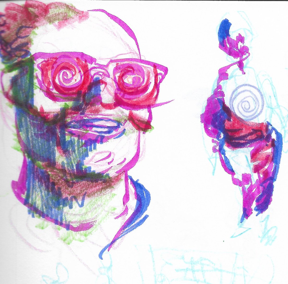 Sketchbook #drawing #fineart #artist #reyarmenteros #expressionism #abstractart #surrealism #surrealart #webcomics #webcomic #webcomix #sketchbook #ideas #comicpanels #sketch #doodles #crosshatching #lines #portrait #pink #spiral #figuredrawing #figurativeart #artistsontwitter