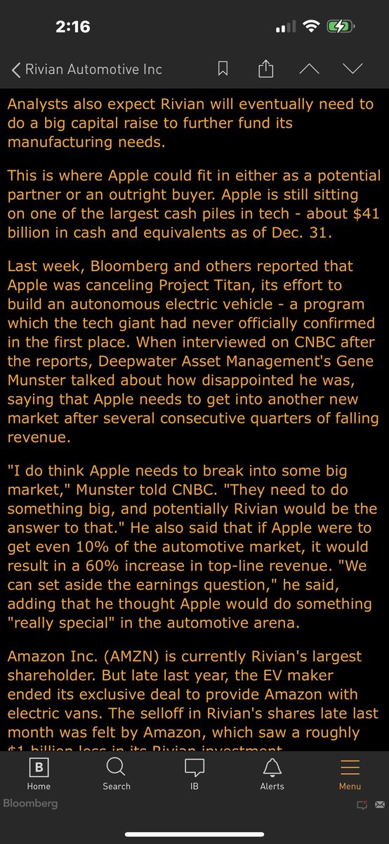 garyblack00's tweet photo. Is $RIVN courting $AAPL as a potential partner? https://t.co/zUm1xqQahq