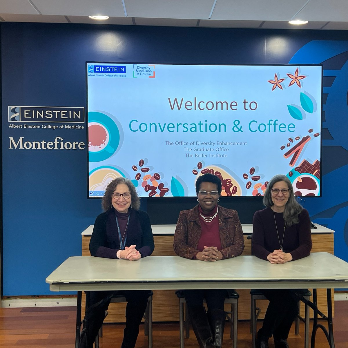 EinsteinMed's tweet image. The office of diversity enhancement, in conjunction with the graduate programs in the biomedical sciences and the Belfer Institute, recently hosted a Conversation &amp;amp; Coffee hour for #postdocs and #PhD students.