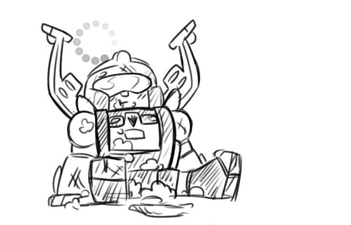 JustALiddlePep's tweet photo. When there's no energon cubes around...

also realizing mid doodle shrapnel has dungarees n its the cutest thing 🥹

(insecticons in chat)

#maccadam #insecticons #shrapnel #bombshell https://t.co/u8jTD18xp9