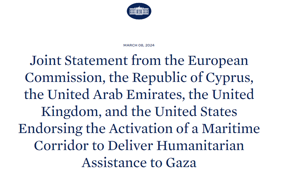 🇪🇺🇩🇪🇬🇷🇮🇹🇳🇱🇦🇪🇬🇧🇺🇸 "La situazione umanitaria a Gaza è disastrosa, con famiglie palestinesi innocenti alla disperata ricerca di beni di prima necessità. Per questo la Commissione Europea, la Germania, la Grecia, l’Italia, i Paesi Bassi, la Repubblica di Cipro, gli Emirati Arabi