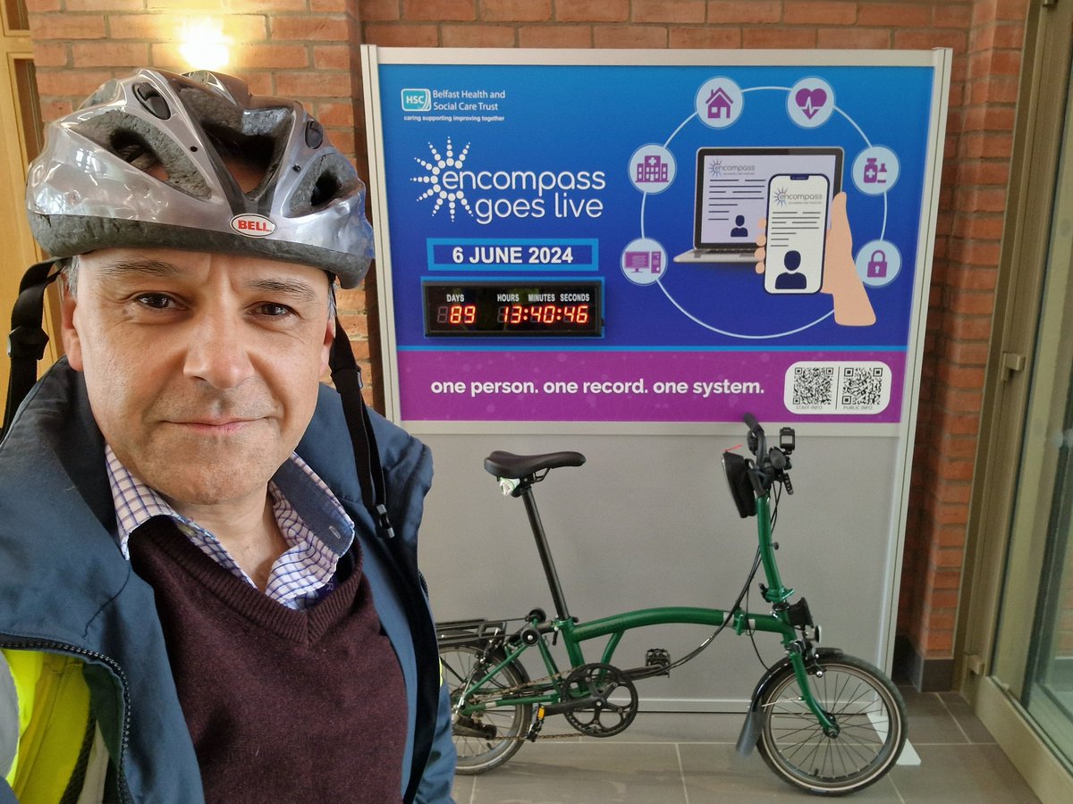 Pedalling towards #encompassNI - only 89 days to go until @BelfastTrust joins @setrust on Northern Ireland's shared digital health & care record system.