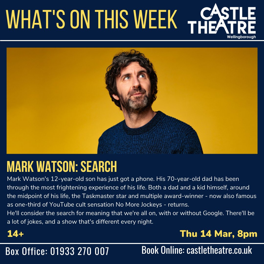 What's on this week? Mark Watson: Search 🧐 📅 Thu 14 Mar, 8pm 🎫 bit.ly/CT_MWS