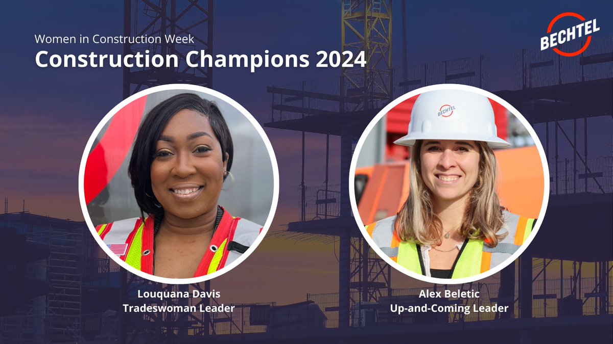 🎉 Exciting news! Bechtel's Louquana Davis and Alexandra Beletic have been named 2024 @constructdive Construction Champions! 🏗️ Selected from over 400 entries, Louquana and Alexandra stand out as industry leaders.🌟Learn more 🔗 constructiondive.com/news/women-in-… #IWD2024