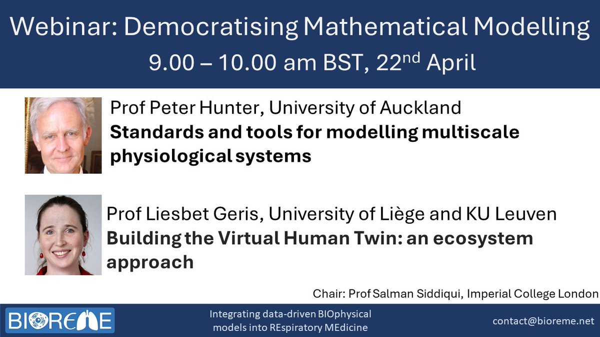 We're delighted to announce we'll be joined by @LiesbetGeris and Prof Peter Hunter @ABI_bioeng for our next webinar. They'll be talking about the @physiomeproject and @EDITH_CSA_EU Find out more and register here: bit.ly/PH_LG