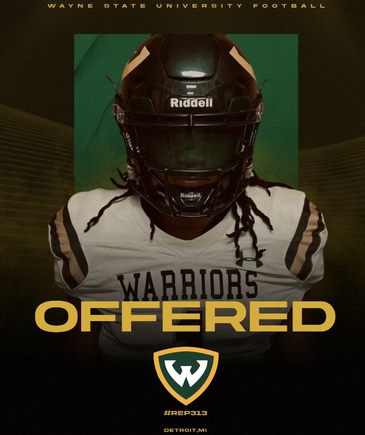 After a great call with <a href="/EdCollins26/">Coach Ed Collins</a>  I'm excited to announce I have received my first offer to play college football from wayne state university 

<a href="/TheClemFootball/">Mount Clemens Football</a> 
<a href="/PHDLineCoach/">Coach Garland</a> 
<a href="/DNAPerform/">DNA Performance</a>