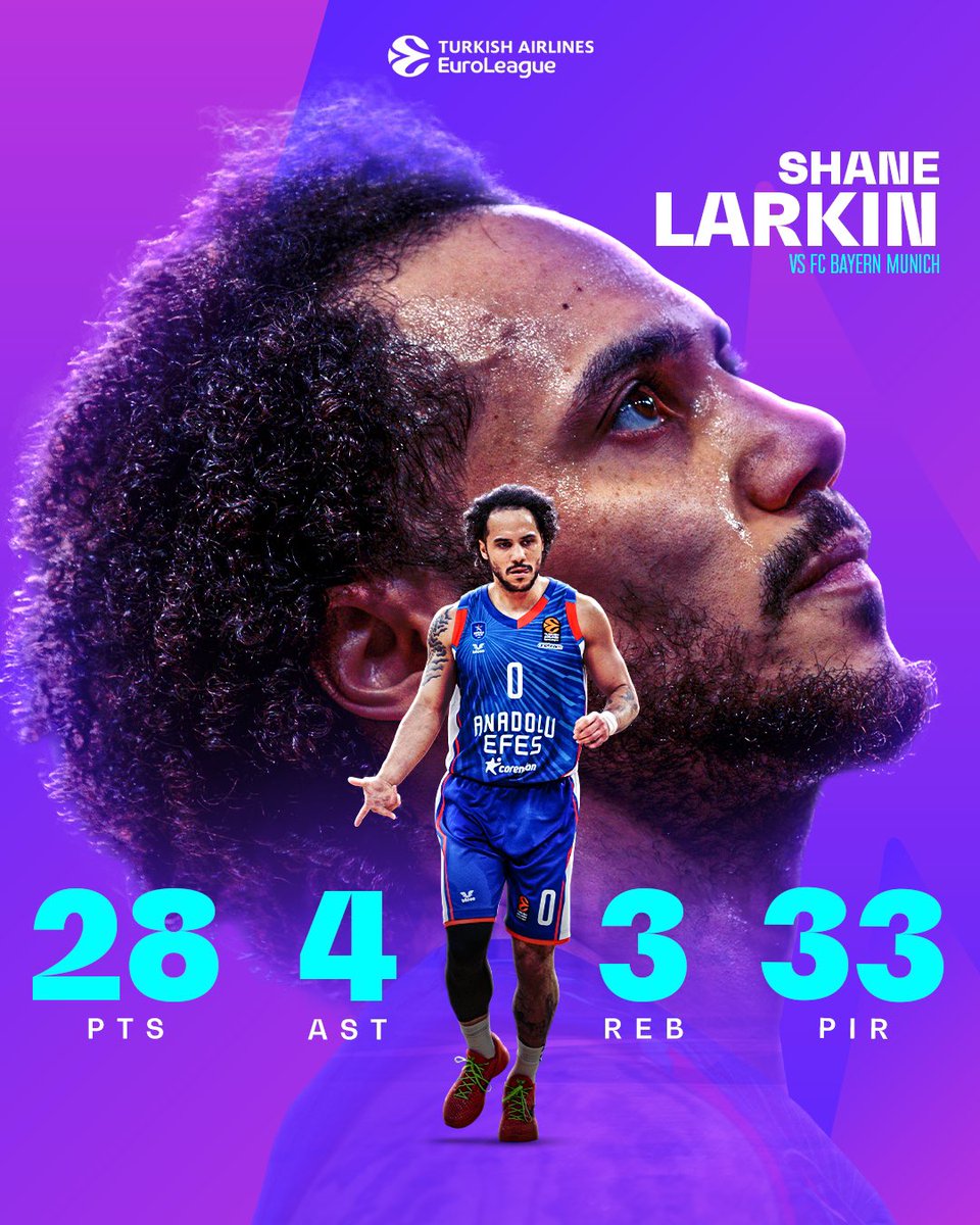 It’s nothing personal, but @shanelarkin always leaves his absolute best performances for facing @FCBBasketball 👀🤝 Another monster performance from the @AnadoluEfesSK guard last night 🔥 #EveryGameMatters