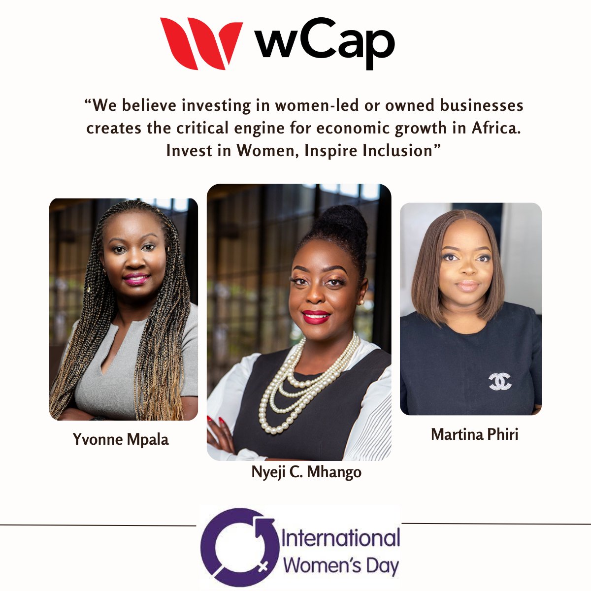 wCap Limited (@wcapzm) on Twitter photo Happy International Women's Day! Today, we celebrate the strength, resilience, and innovation of women worldwide. We recognize the immense impact women have on shaping a sustainable and inclusive future. 
#IWD2024 #ClimateImpact #WomenLeaders #investinwomen #inspireinclusion Happy International Women's Day! Today, we celebrate the strength, resilience, and innovation of women worldwide. We recognize the immense impact women have on shaping a sustainable and inclusive future. 
#IWD2024 #ClimateImpact #WomenLeaders #investinwomen #inspireinclusion