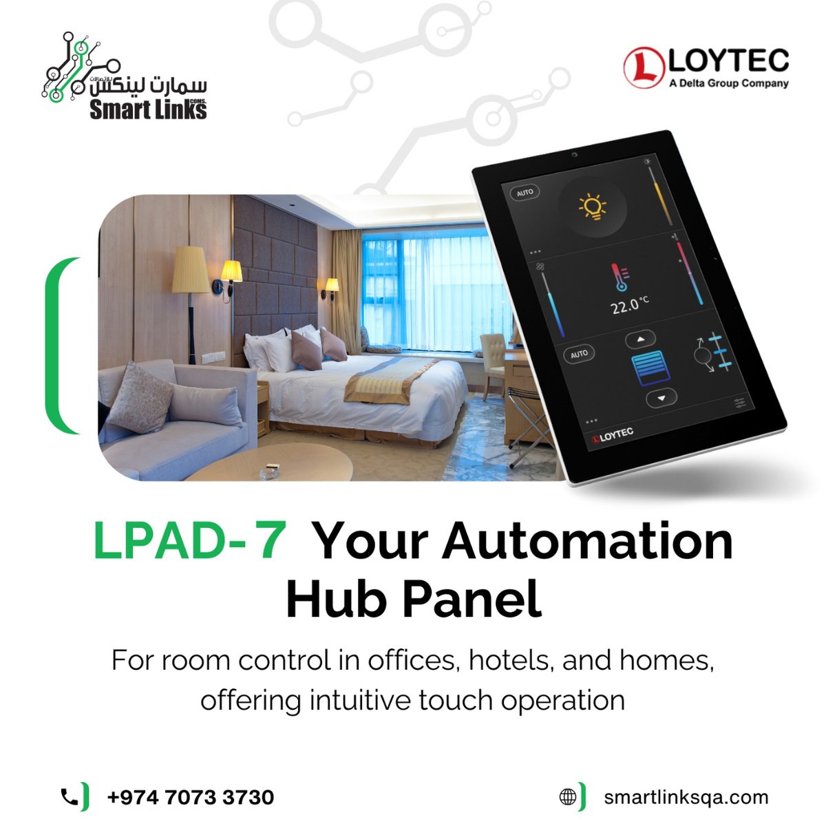 With room automation systems from Loytec, our expert technicians handle all your automation integrations with ease. 
📞+974 7073 3730, +974 4037 0479
🌐smartlinksqa.com 
✉️info@smartlinksqa.com

#Loytec #HomeAutomation #HotelAutomation #SmartLinksCommunication #Qatar