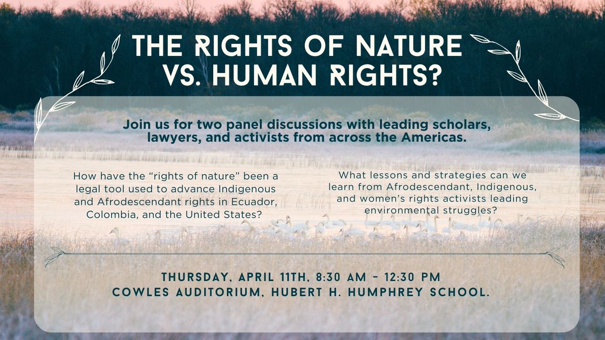 Happy International Women's Day! We'll celebrate a bit later this year with our upcoming event, Human Rights vs The Rights of Nature? on April 11th. Join us and activists from across the globe to discuss how women are rewriting the laws of nature. RSVP at: ow.ly/Bn6j50QKJhZ