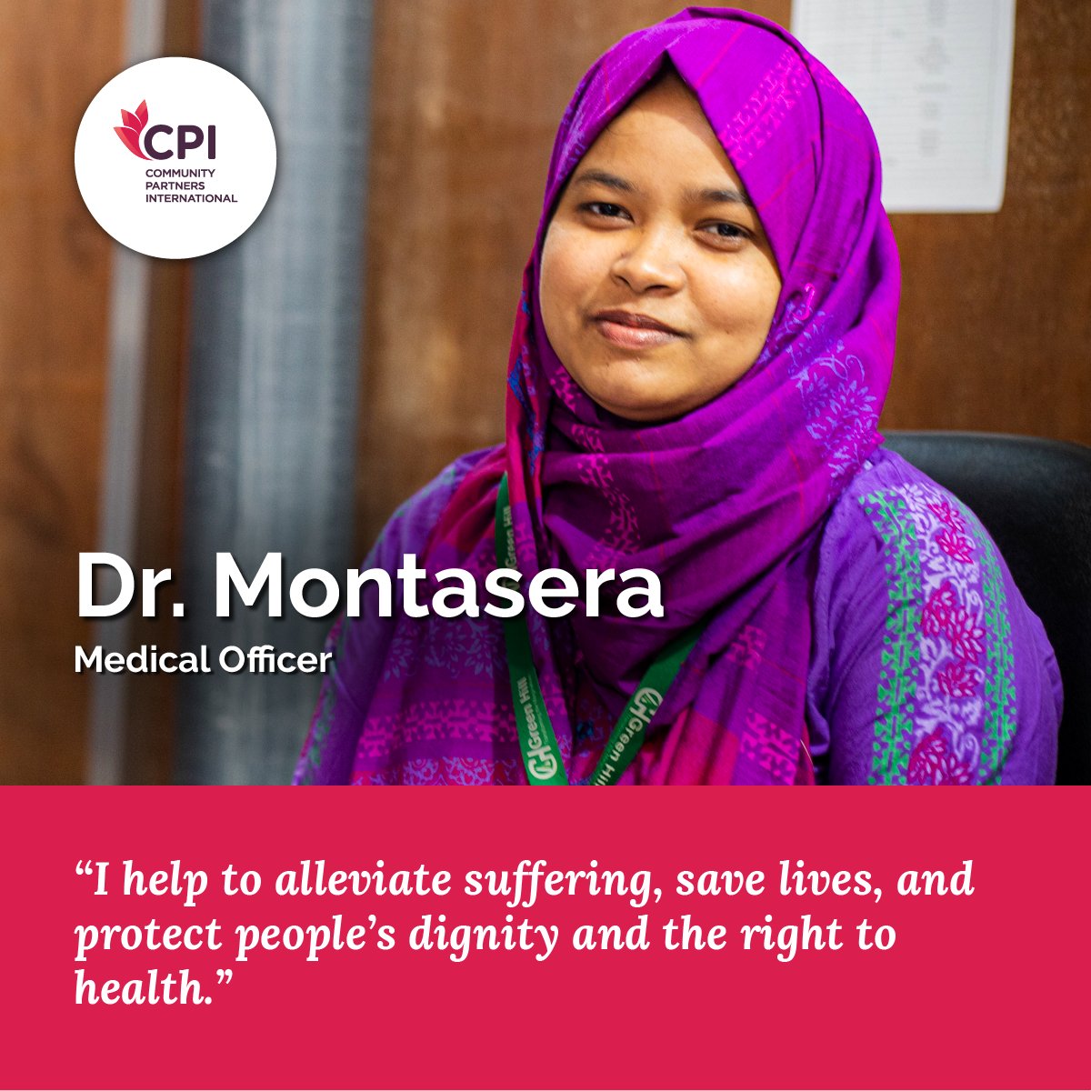 #IWD2024 #InternationalWomensDay #InspireInclusion #InvestinWomen Dr. Montasera is a Medical Officer at the health post supported by Community Partners International in Kutupalong Refugee Camp, Bangladesh. 👉 ow.ly/opvz50QO77K