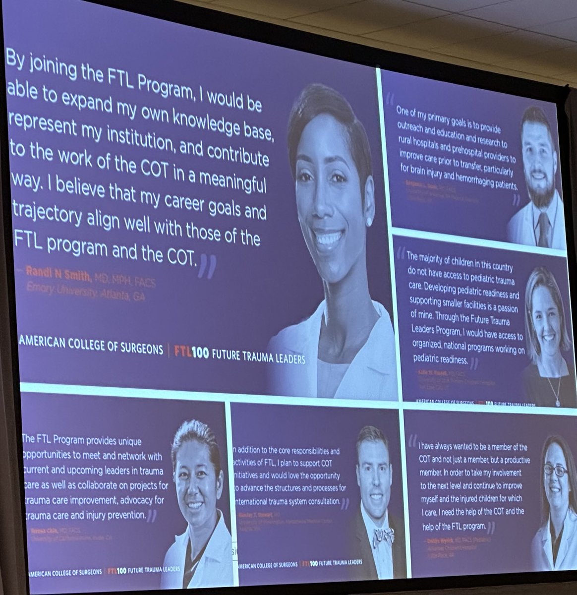 theduncmaster's tweet photo. Gr8 words of inspiration from past FTLs @acsTrauma @RandiSmithMD @drterri25 #acscot24 https://t.co/HUZCDjJl4A