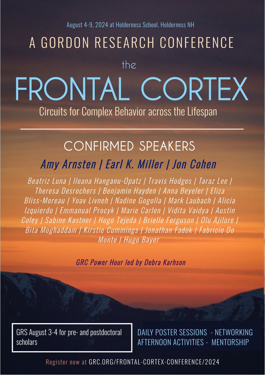 GRC Frontal Cortex (@cortexgrc) on Twitter photo Hey Frontal Cortex fans! Check out the amazing lineup of speakers we have for this year's program, featuring keynotes by Amy Arnsten, <a href="/MillerLabMIT/">Earl K. Miller</a> and Jonathan Cohen, plus a Power Hour led by <a href="/drdebah/">the tiniest doomwook</a>! Hey Frontal Cortex fans! Check out the amazing lineup of speakers we have for this year's program, featuring keynotes by Amy Arnsten, <a href="/MillerLabMIT/">Earl K. Miller</a> and Jonathan Cohen, plus a Power Hour led by <a href="/drdebah/">the tiniest doomwook</a>!