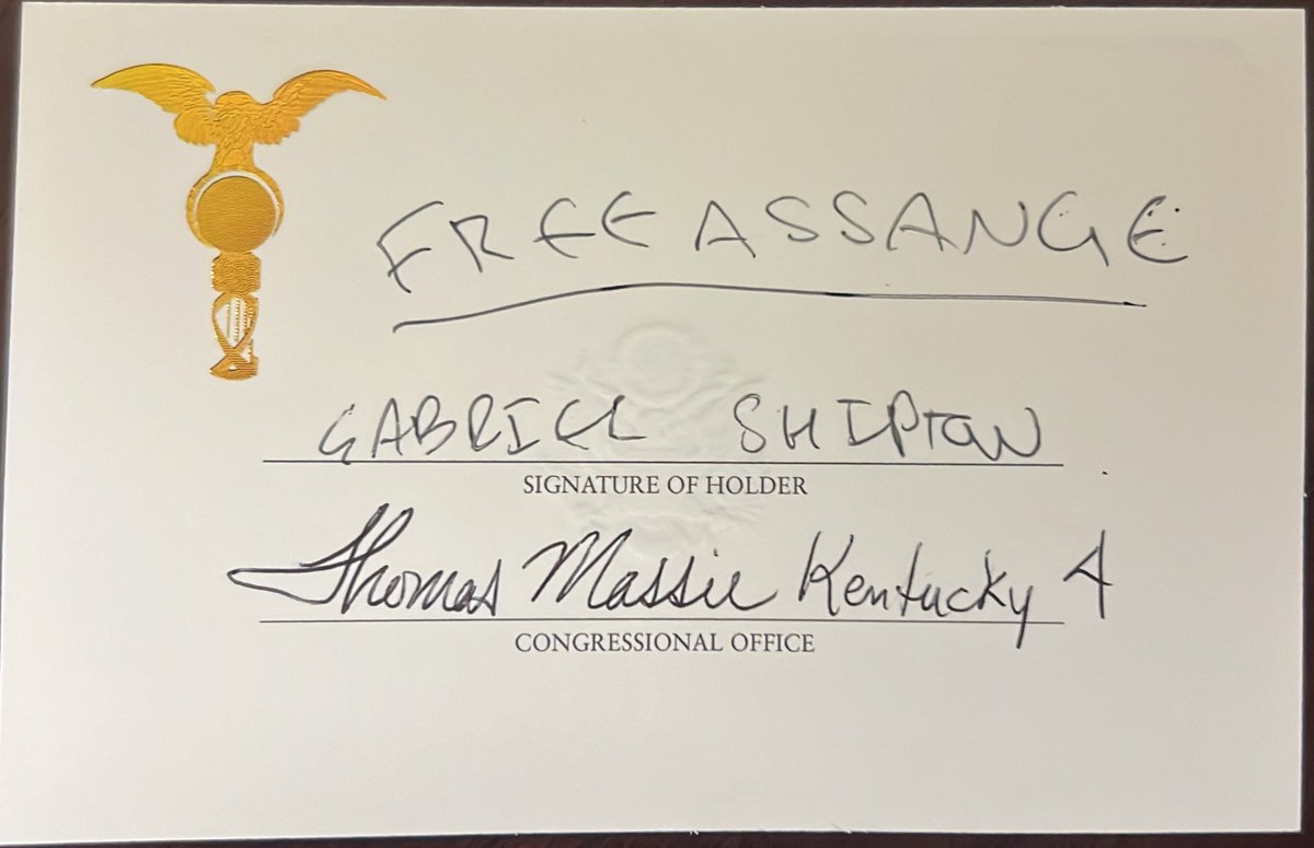 GabrielShipton's tweet photo. Was an honour to be @RepThomasMassie guest last night at the state of the Union. I sat directly in front of the President and met many supportive Congress members. I was also able to talk to the parents of imprisoned WSJ journalist @evangershkovich and convey my sympathy for the plight of their son.