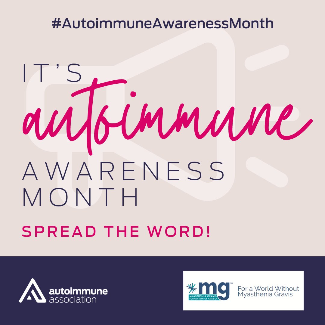 MyastheniaOrg's tweet image. March is #AutoimmuneAwarenessMonth. Thank you to our friends at the @autoimmuneassoc for all of the work they do every day for the #autoimmune community. Together we can build a future without autoimmune diseases like #myastheniagravis. #AutoimmuneAwarenessMonth2024 #MGStrong