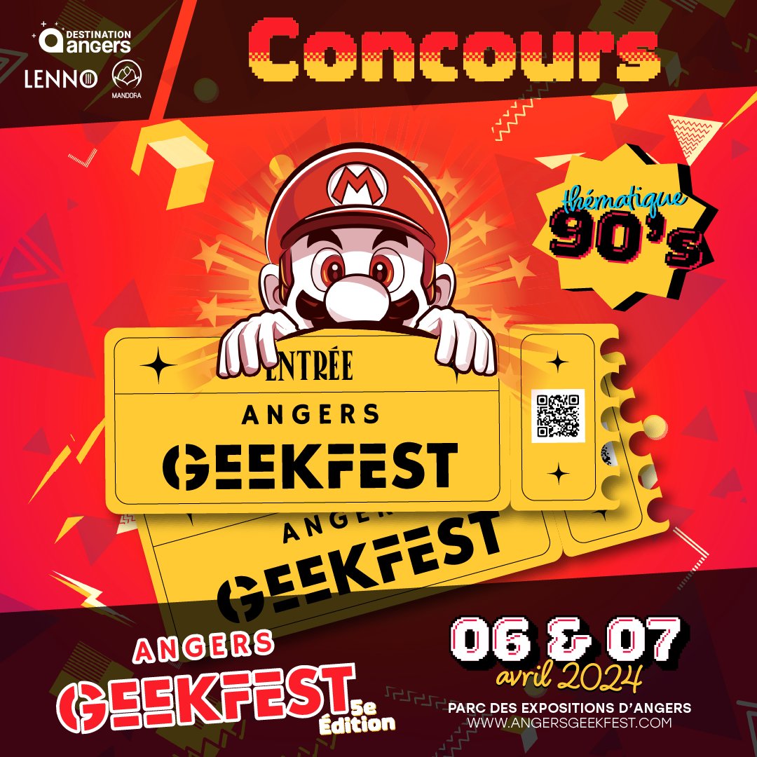 🎁 #CONCOURS 🎁
La 5e édition de l’#Angers #Geekfest est dans moins d'un mois 😱
On est tellement impatients de te revoir qu'on t’offre 2 pass 2 jours pour notre festival !
Pour participer :
✅ Abonne-toi
✅ Like et repost
✅ Mentionne deux amis
TAS 14/03 ⌛
#geek #annees90