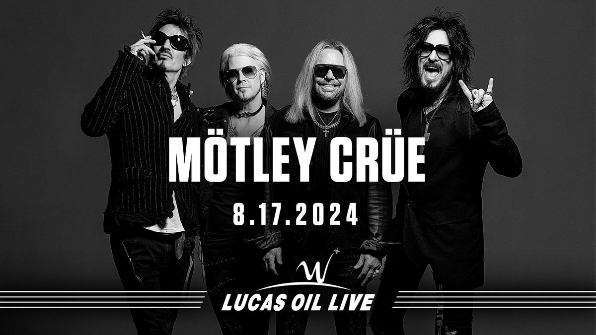 TICKETS ON SALE: @MotleyCrue is heading to #LucasOilLive on August 17 and you don't want to miss out! Secure your tickets here: bit.ly/3ItPGMi #MotleyCrue