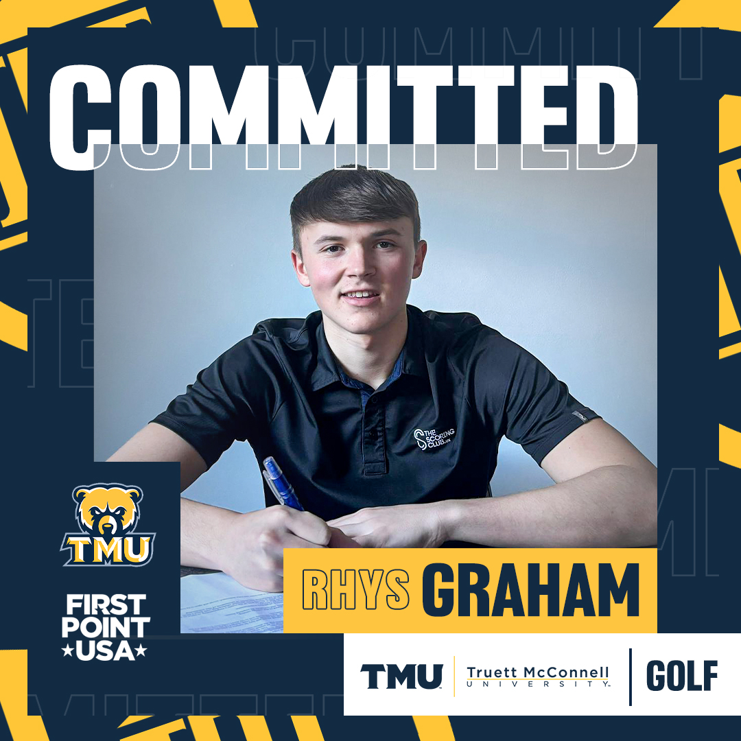 COMMITTED ✅ Congratulations to FirstPoint athlete Rhys Graham who has committed to Truett McConnell University in Cleveland, Georgia! Golfer Rhys, from the famous Southport & Ainsdale club in northwest England, will join the Bears this Fall. #WeAreTMU | #CollegeGolf