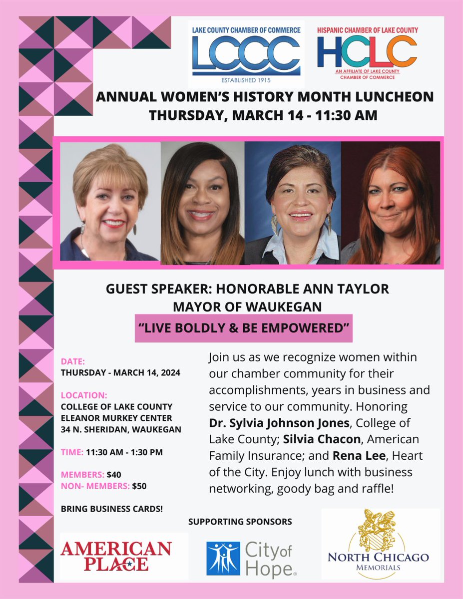 #explorewaukegan - Celebrate International Women’s Day and honor the social, economic, cultural, and political achievements of women. Next week's Lake County Chamber Lunch will recognize women in our area for their service and impact. #waukegan #WomensHistoryMonth