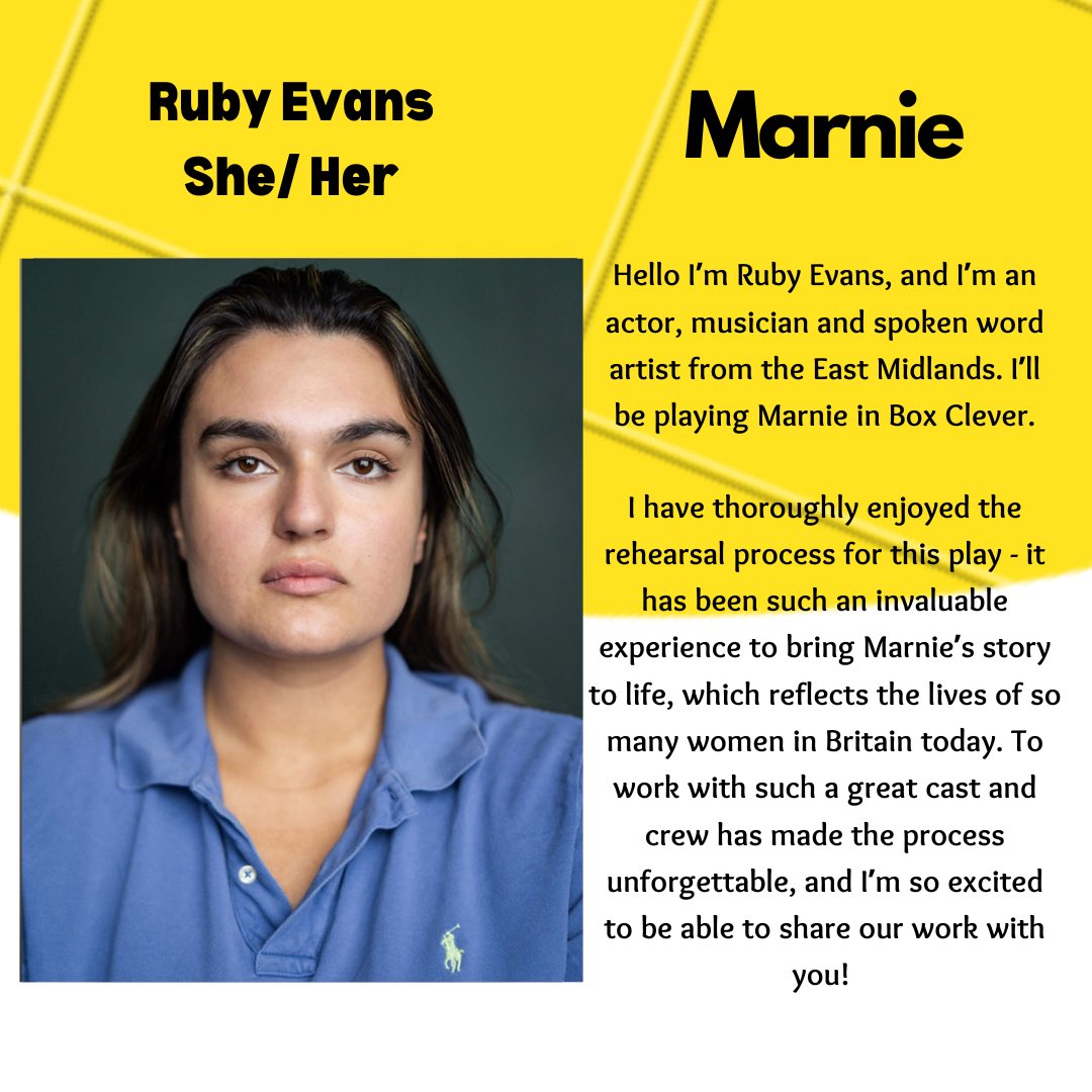 Rose Bruford Wigan 3rd years. (@rbcwigan) on Twitter photo Introducing RUBY EVANS as MARNIE in Rose Bruford College Wigan’s production <a href="/rosebruford/">Rose Bruford College</a> of BOX CLEVER by Monsay Whitney, directed by Heather Carroll! 😁🐀
Spotlight:
app.spotlight.com/6295-6727-9506 Introducing RUBY EVANS as MARNIE in Rose Bruford College Wigan’s production <a href="/rosebruford/">Rose Bruford College</a> of BOX CLEVER by Monsay Whitney, directed by Heather Carroll! 😁🐀
Spotlight:
app.spotlight.com/6295-6727-9506