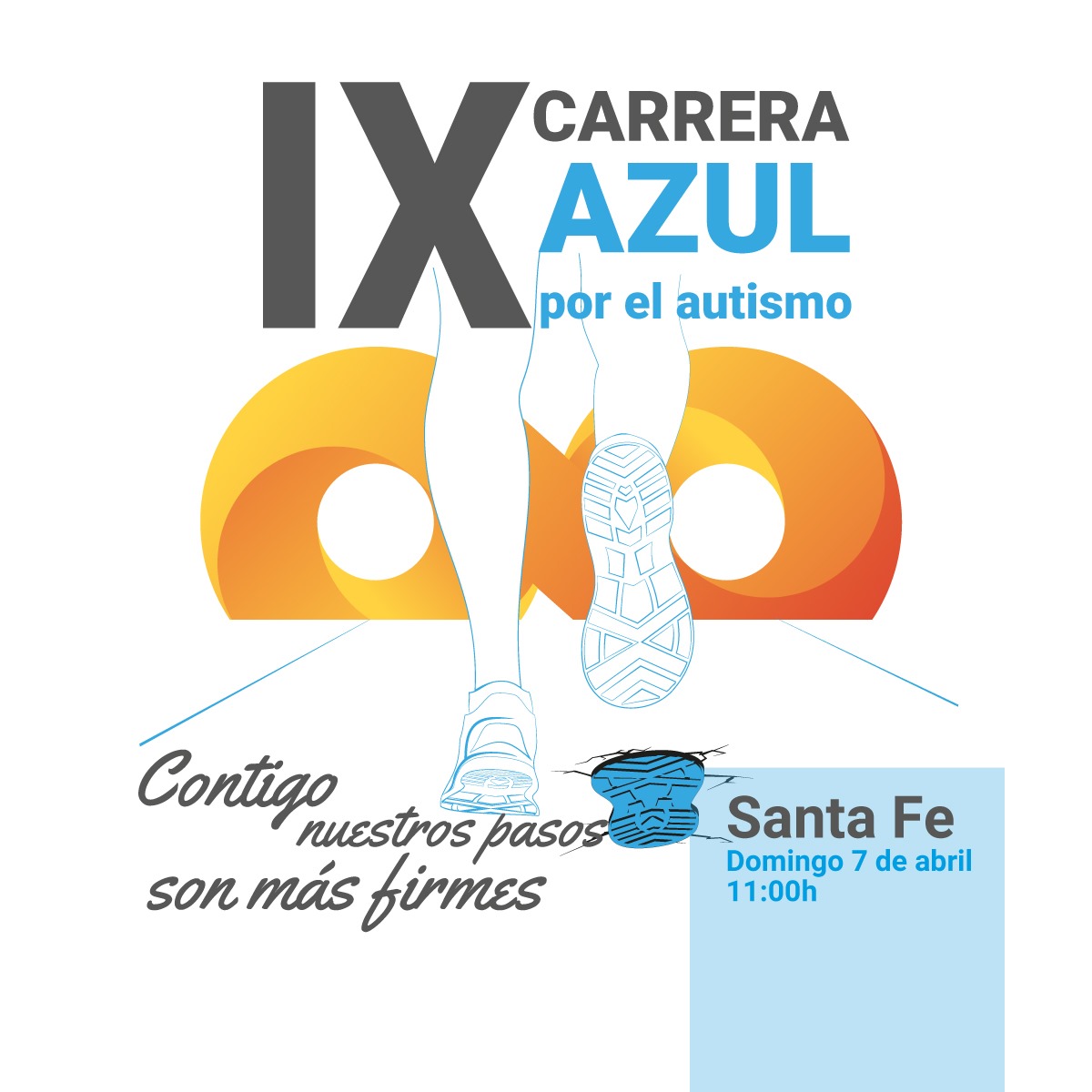 ¿NOS AYUDAS A DIFUNDIR? 👦🏼👧🏻👶🏽 nuestros chicos y chicas te lo agradecerán 

🏃‍♀️ 9ª #CarreraAzul por el #Autismo💜  #ContigoNuestrosPasosSonMásFirmes👟
🗓 Domingo 7 abril - 11:00h
📍 Santa Fé (Granada)
Si no quieres correr 👉🏻 Dorsal solidario
✍🏻 👕 camiseta antes del 1 de abril
💜