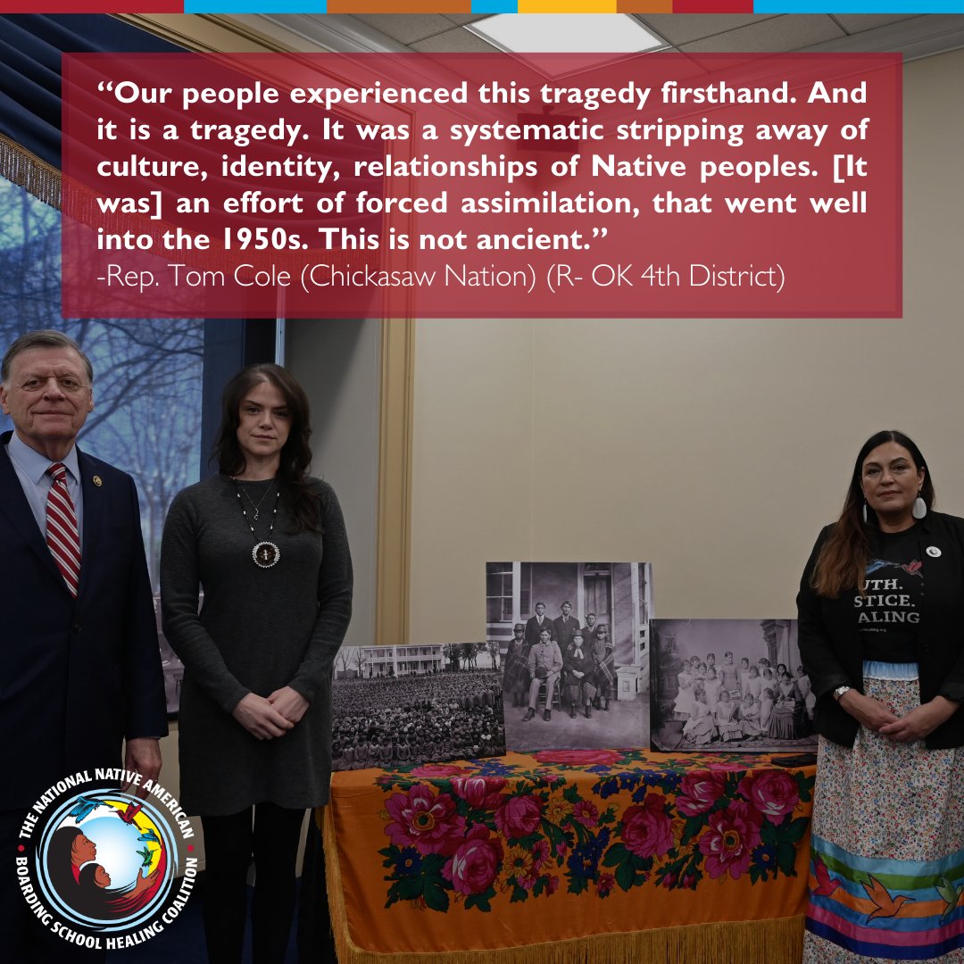 Congressman Tom Cole (Chickasaw Nation) (R-OK-4) addressed the importance of H.R.7227, Truth and Healing Commission with NABS to educate the Congressional staffer members alongside Congresswoman Sharice Davids (Ho-Chunk Nation) (KS-3). 🧡🪶t’igwicid ~ Ny’tra ~ miigwech ~