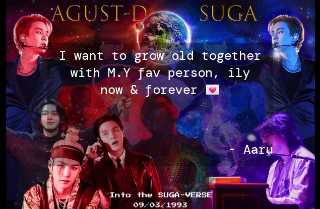 A blessed birthday to my 
' Everything thing will be okay ' person <3

HAPPY  SUGA DAY 💜
 
#IntoTheSuga_Verse
#HappyBirthdaySUGA
#HappySUGADay
#SDLourBirthdayBoy
#OurLotusFlowerSUGA
#31stSpringwithSUGA
#UntilTheLastForSUGA
#LongLiveKingAgustD
#WithSUGAFromTheDistance