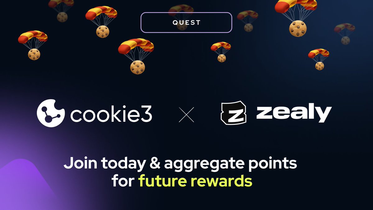 We partnered with <a href="/zealy_io/">Zealy</a> to bring even more rewards to the Cookie3 community!

More news about aggregated rewards for all Cookie3 Questers is coming soon! 🪂🍪👀

What was your favorite Cookie3 quest so far? ⚡⚡⚡