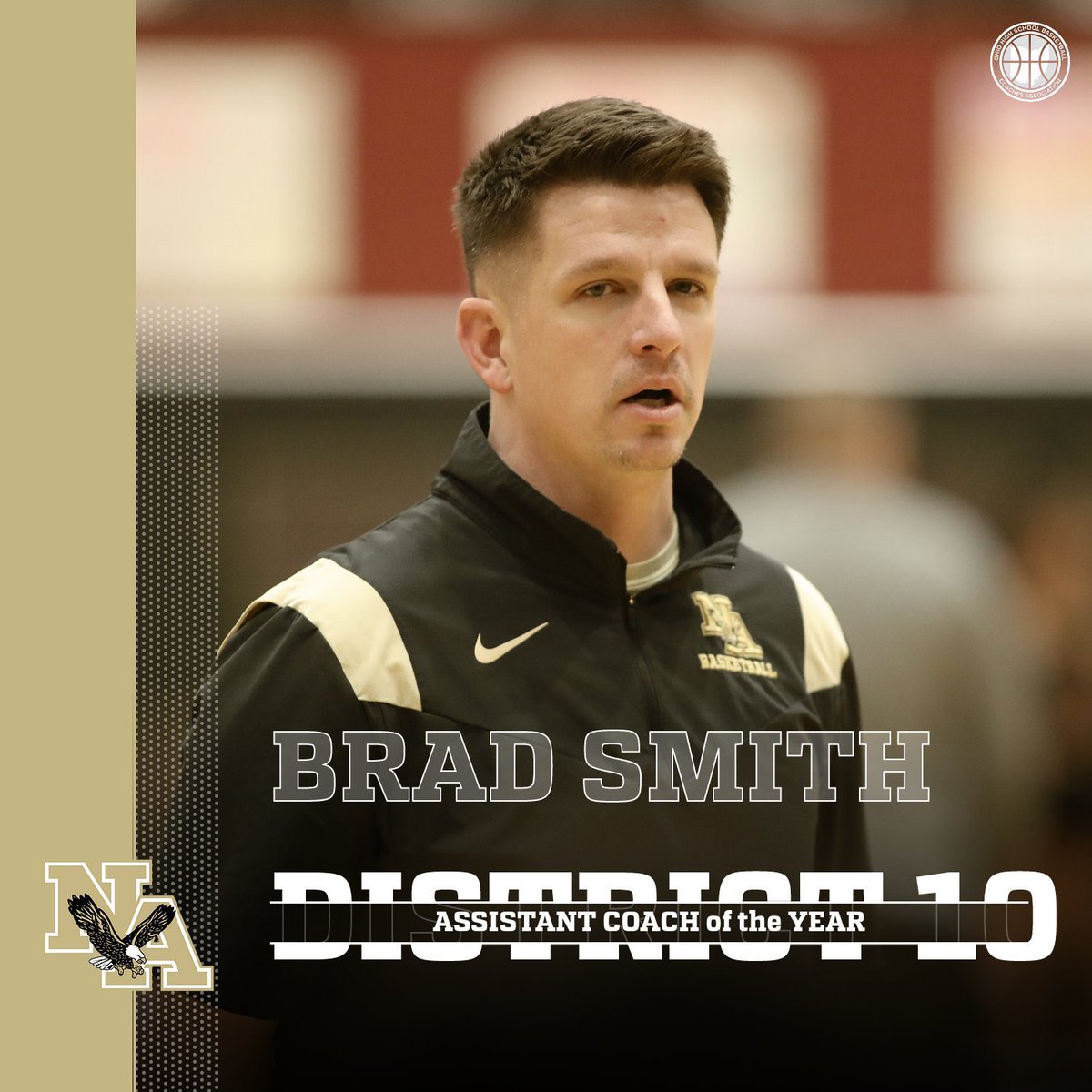 Even though we would love to be practicing today, we have some exciting news to share !!

Congratulations to Coach Brad Smith on being named OHSBCA District 10 “Assistant Coach of the Year”