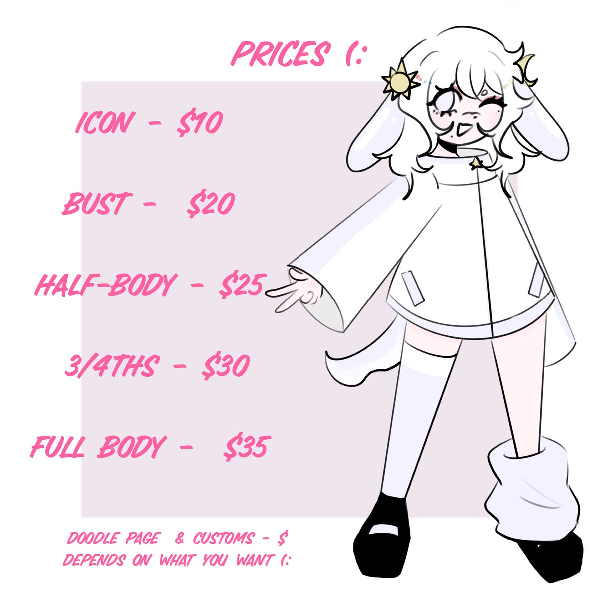 its been awhile since ive opened comms so… melly meow comms are back in business !!

 dm me if interested 😏!!!!!!!
 uhmmmm feel free to support me via ko-fi even if u dont buy a commmm…. Lolll if youuuu wanttt lollll 

ko-fi.com/failgirl