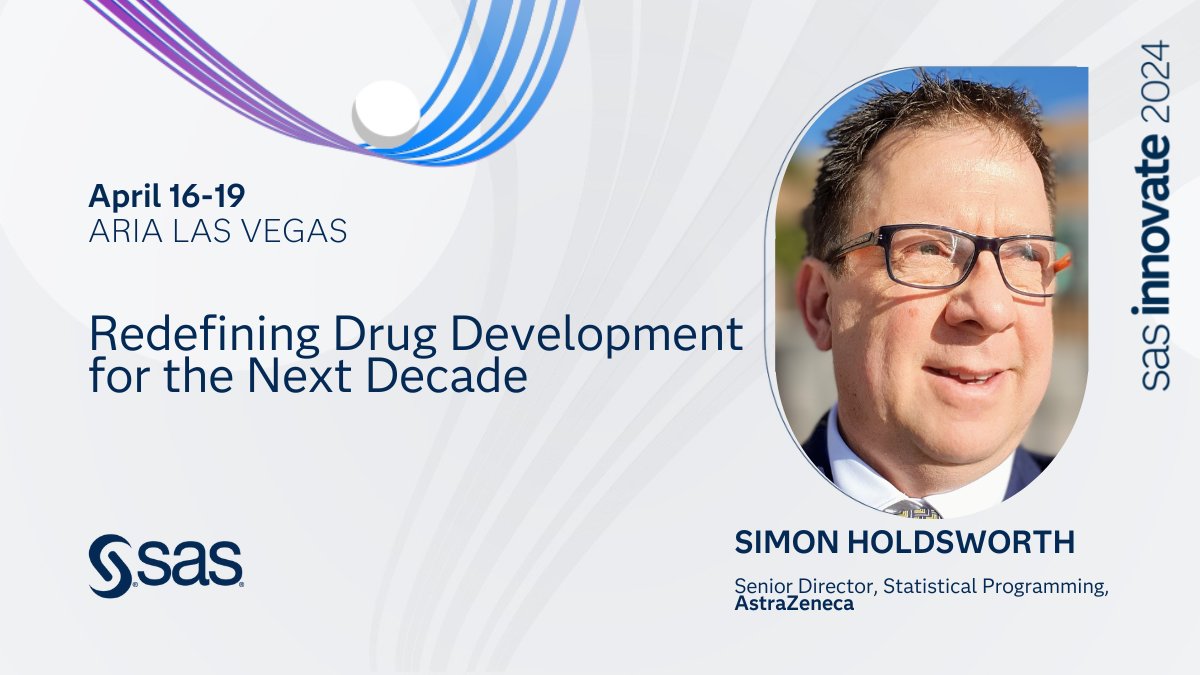 AnneData4LS's tweet image. Improve speed! AstraZeneca's Simon Holdsworth will reveal how AZ accelerate new drug discovery and digital clinical trials! #SASInnovate 2.sas.com/6019X0fUP   
Learn about a global organization’s innovative goals for redefining clinical data flows. #innovation #drugdiscovery